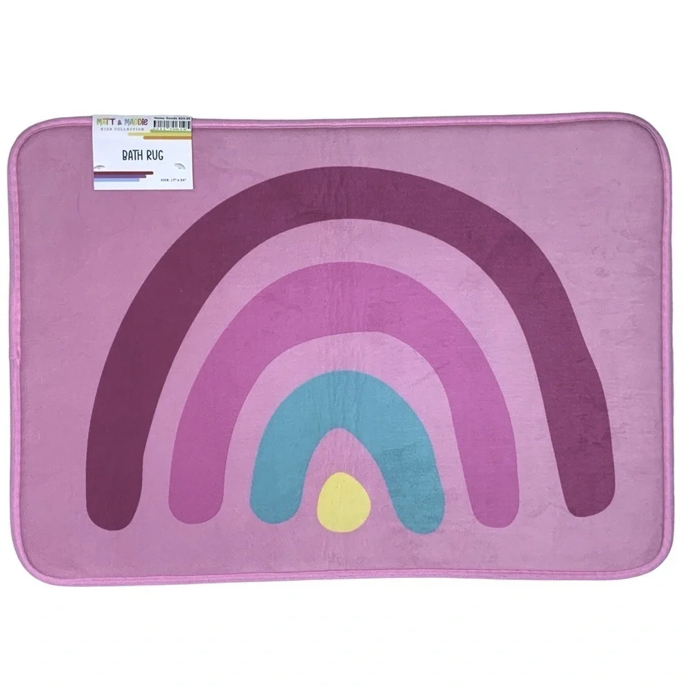 Matt & Maddie Rainbow Kids Bathroom Rug Memory Foam NonSlip Rectangle 17x24 In